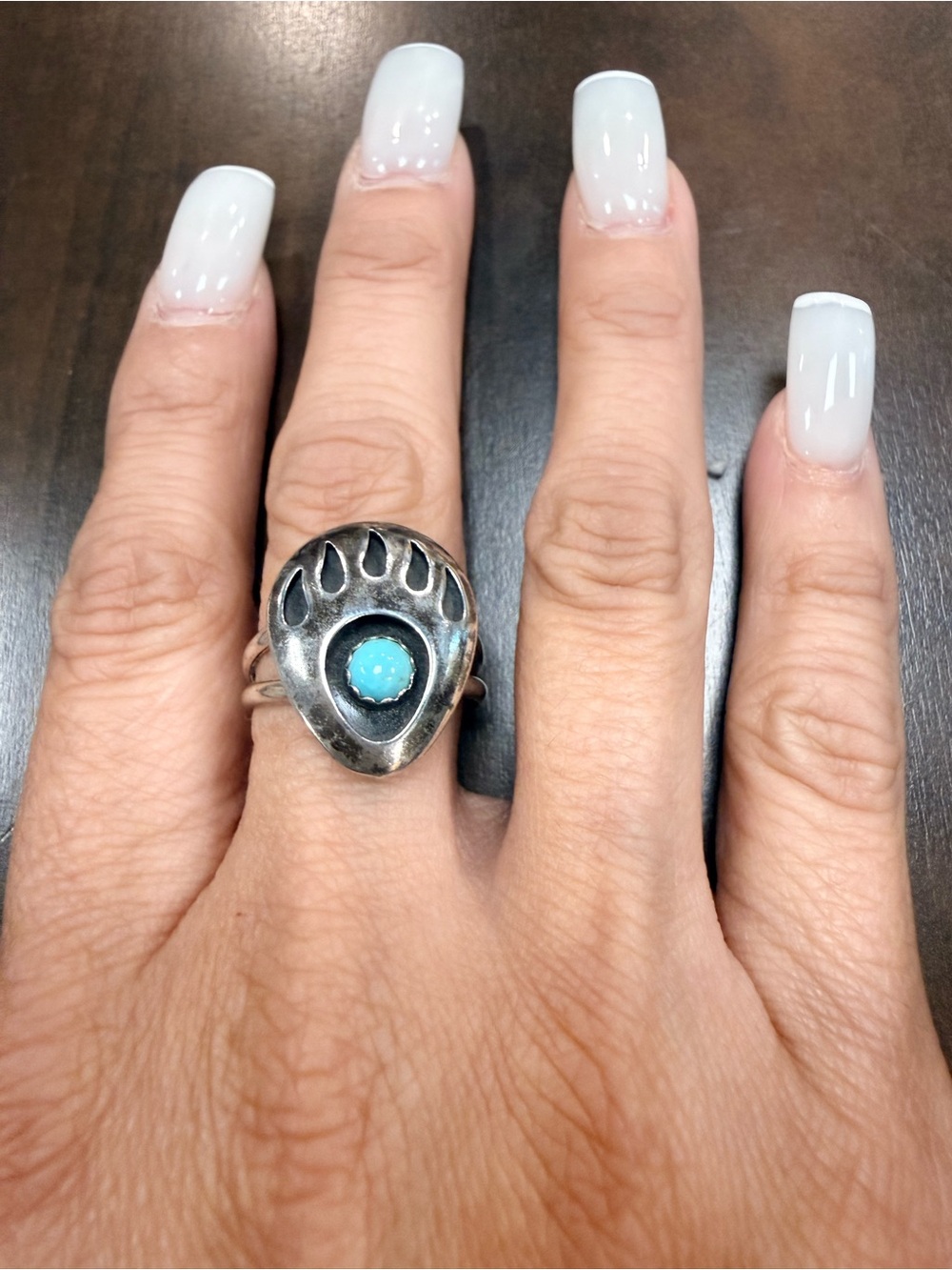 Vntg Navajo Bear Paw Sterling Silver Ring - Women Jewelry